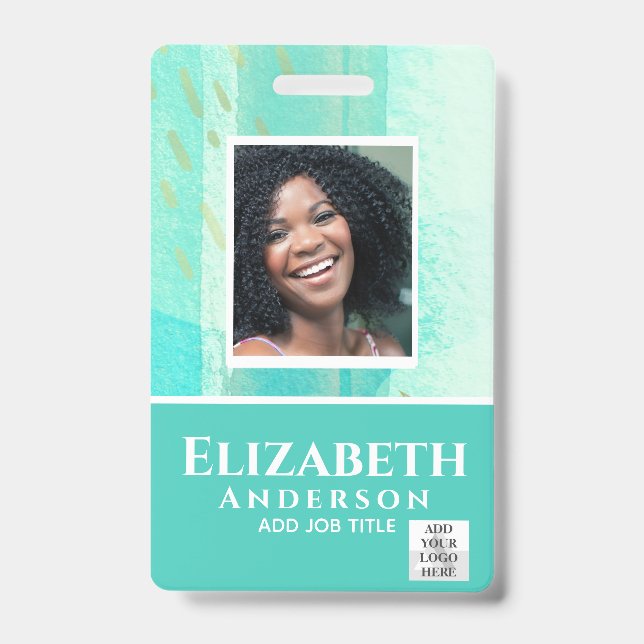 Crachá de Funcionário VIP com ID Foto Abstratos Aq (Frente)