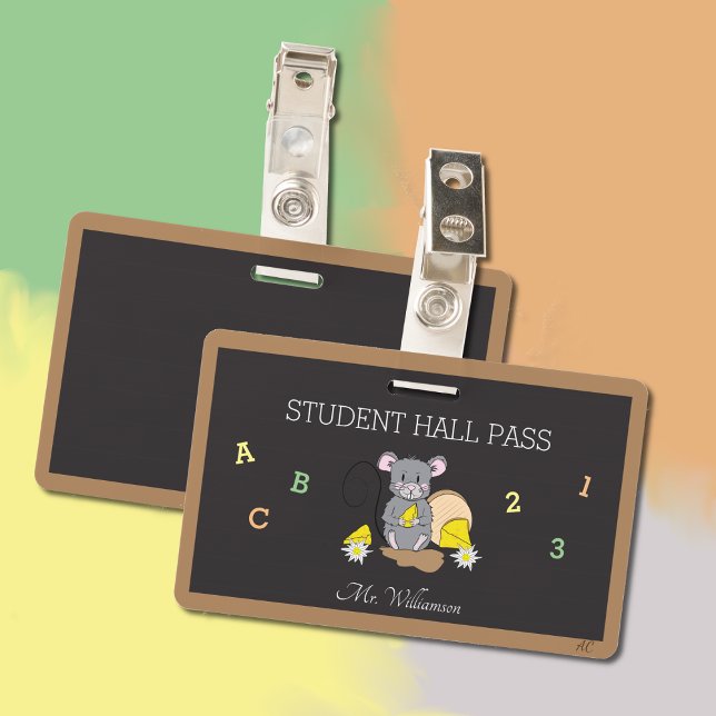 Crachá de Hall Pass do Ratinho de Desenho Animado  (Criador carregado)