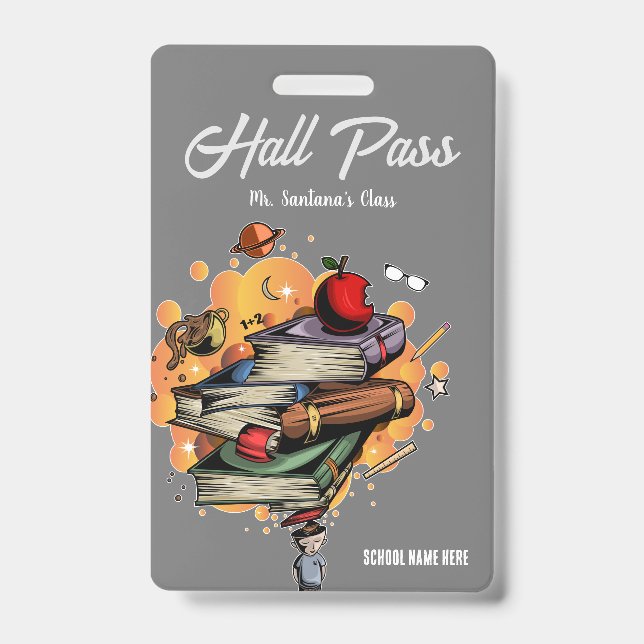 Crachá de Hall Pass Inteligente em Livros (Frente)