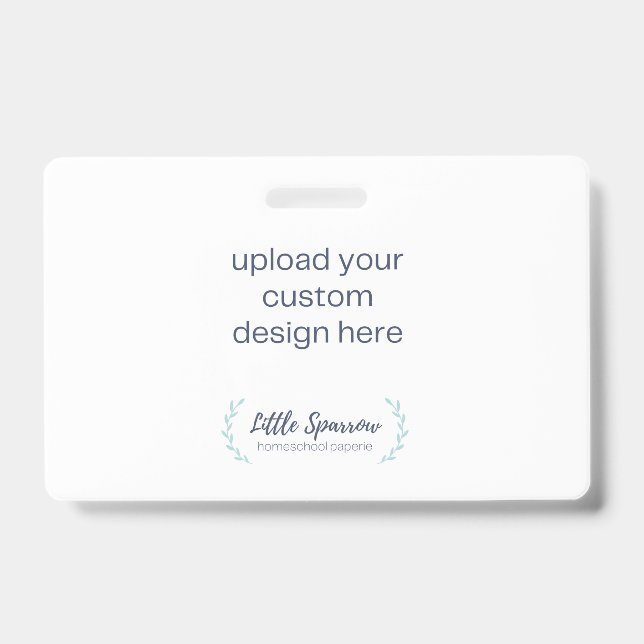 CRACHÁ de ID - Carregue seu próprio Design na hori (Frente)