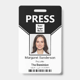 Crachá de ID com Logotipo da Press Pass, Foto e Có