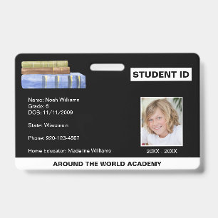 Crachá de ID de Aluno de Ensino Domiciliar Pilha d