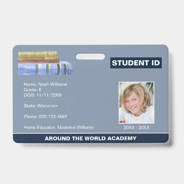 Crachá de ID de Aluno de Ensino Domiciliar Pilha d (Frente)