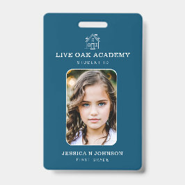 Crachá de ID de Aluno de Ensino em Casa | Azul Min