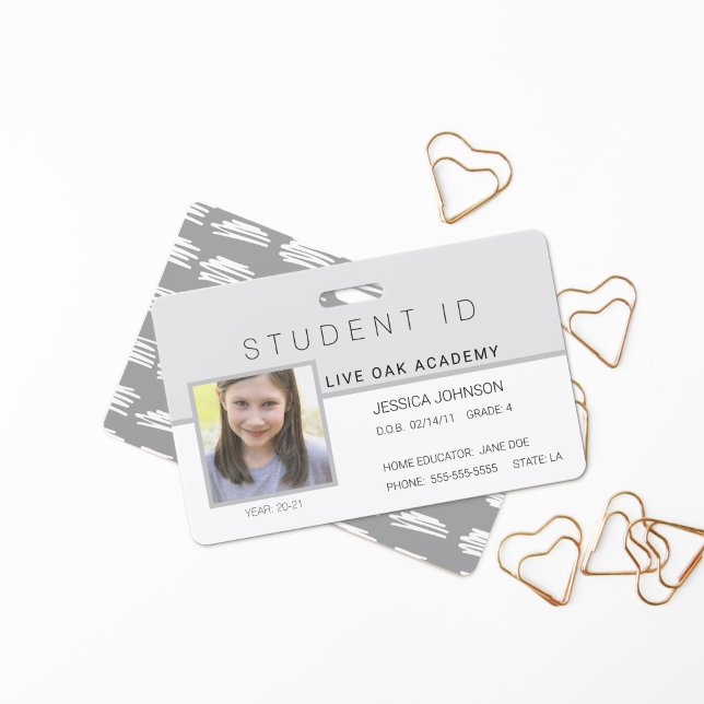 Crachá de ID de Aluno de Ensino em Casa | Moderno  (Criador carregado)