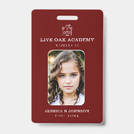 Crachá de ID de Aluno Ensino Domiciliar | Vermelho