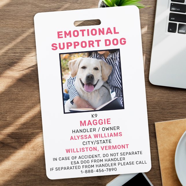 Crachá de ID de cachorro de suporte emocional de f (Criador carregado)