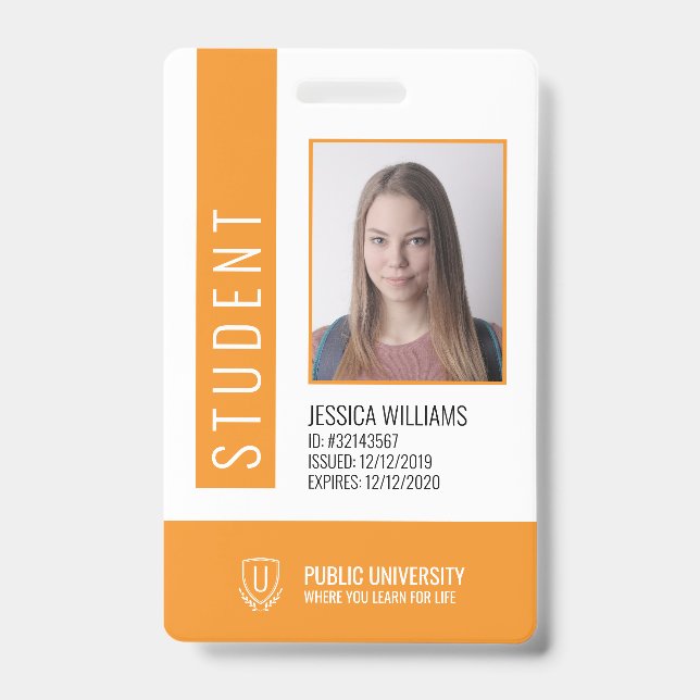 Crachá de ID de Estudante da Universidade de Moder (Frente)