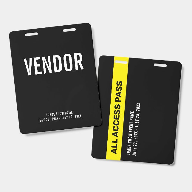 Crachá de ID de evento de feira de fornecedor (Frente e verso)