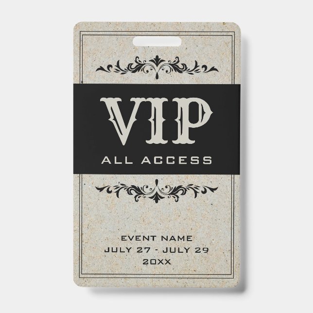 Crachá de ID de Evento de Passagem de Acesso Total (Frente)