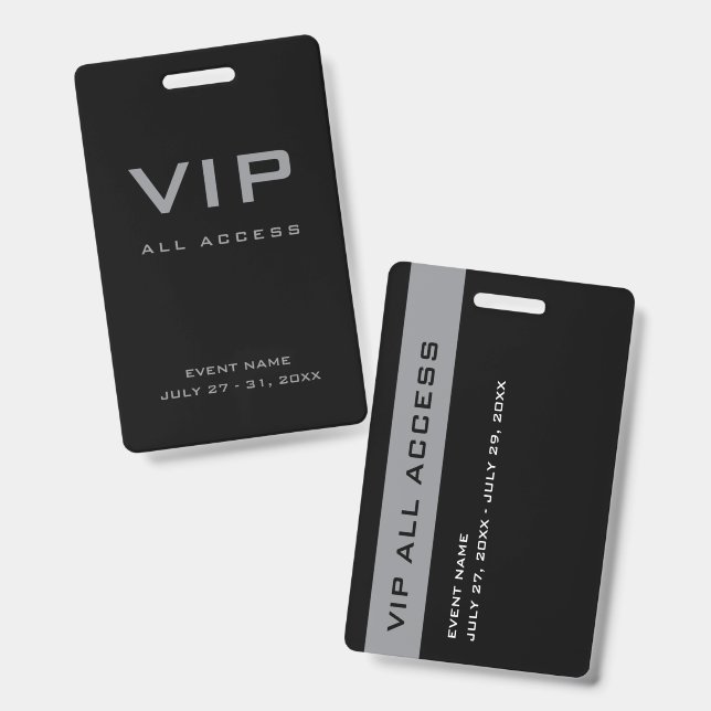 Crachá de ID de evento de passe de acesso total VI (Frente e verso)