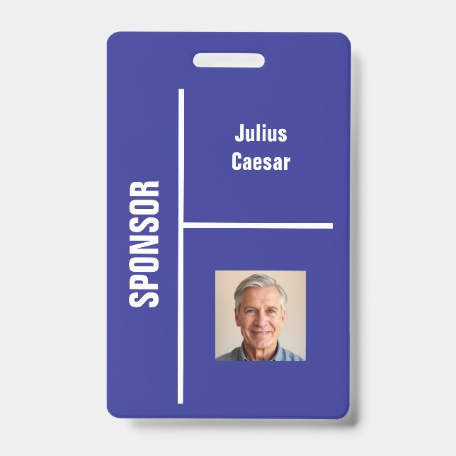 Crachá de ID de evento do patrocinador mínimo azul (Frente)