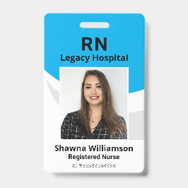 Crachá de ID de foto azul profissional com código 