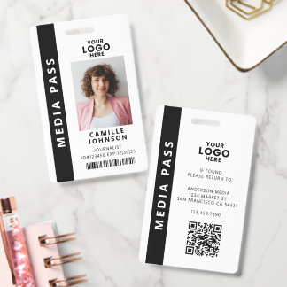 Crachá de ID de Foto com Código QR de Mídia Profis