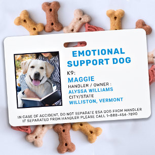 Crachá de ID de Foto de Cão de Suporte Emocional