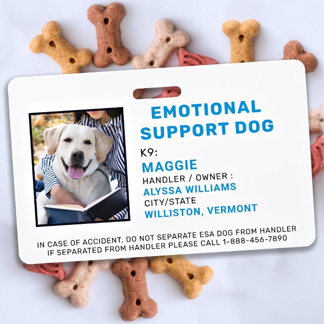 Crachá de ID de Foto de Cão de Suporte Emocional (Criador carregado)