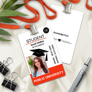 Crachá de ID de Foto de Estudante Escolar Universi