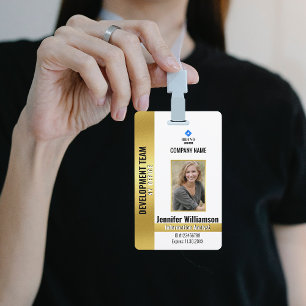 Crachá de ID de Foto de Funcionário com Código QR 
