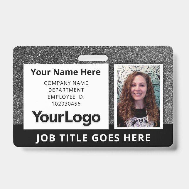 Crachá de ID de Foto de Funcionário Personalizado  (Frente)