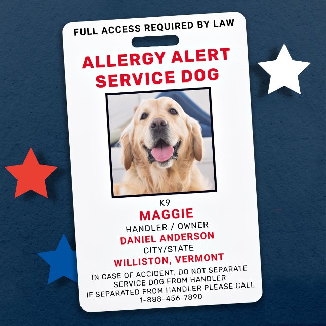 Crachá de ID de Foto do Allergy Alert Service Dog (Criador carregado)
