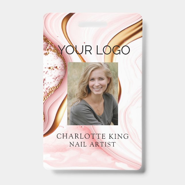 Crachá de ID de Foto do Funcionário do Márble Mode (Frente)