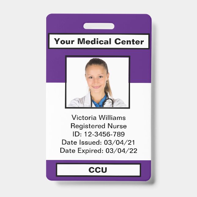 Crachá de ID de Fotografia de Funcionário Médico P (Frente)