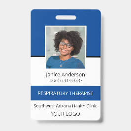 Crachá de ID de Funcionário Azul de Foto Profissio