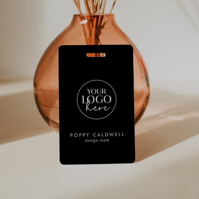 Crachá de ID de Funcionário com Código QR e Logoti (Criador carregado)