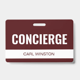 Crachá de ID de Funcionário de Concierge de Hotel 