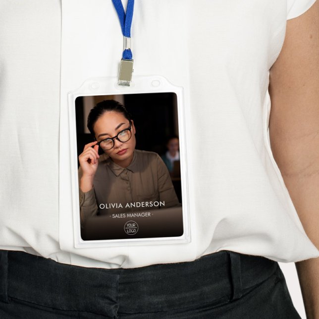 Crachá de ID de Funcionário de Foto Grande Escuro  (Criador carregado)
