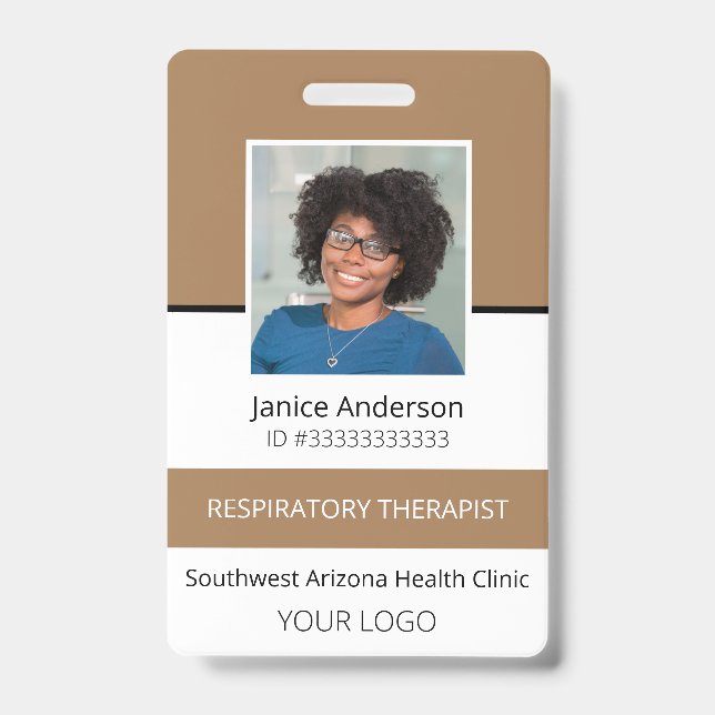 Crachá de ID de Funcionário de Tan de Fotografia P (Frente)