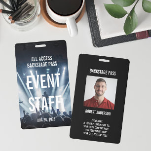 Crachá de ID de Funcionário do Evento com Foto Bac