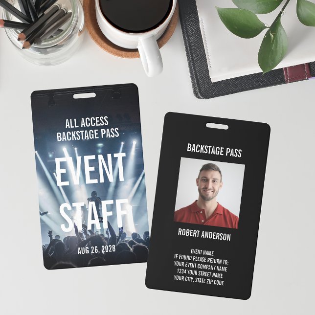 Crachá de ID de Funcionário do Evento com Foto Bac (Criador carregado)