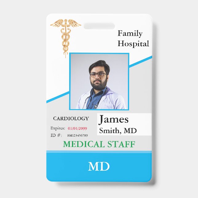 Crachá de ID de funcionário médico personalizado + (Frente)