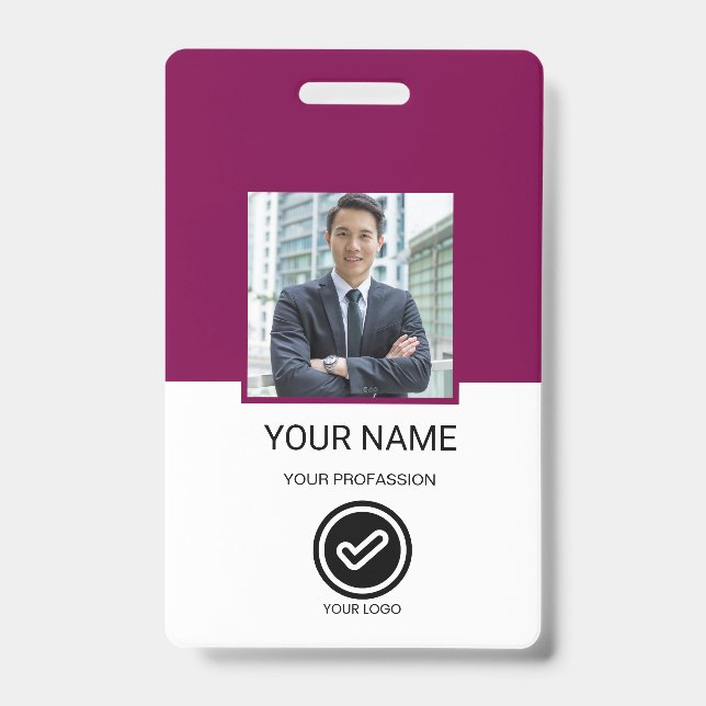 Crachá de ID de Funcionário Personalizado (Frente)