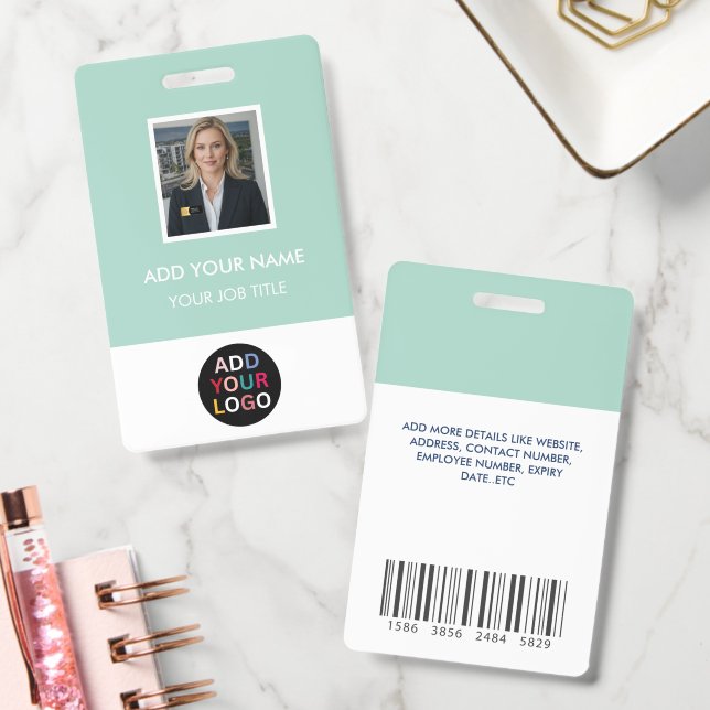 Crachá de ID de Funcionário Personalizado com Foto (Escritório)