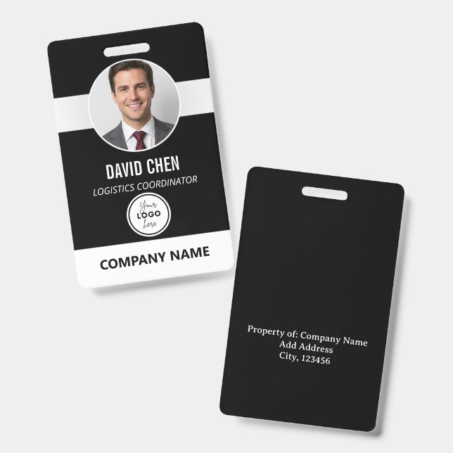 Crachá de ID de Funcionário Personalizado com Foto (Frente e verso)
