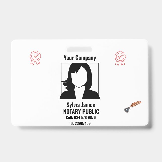 Crachá de ID de funcionário preto e branco persona (Front)