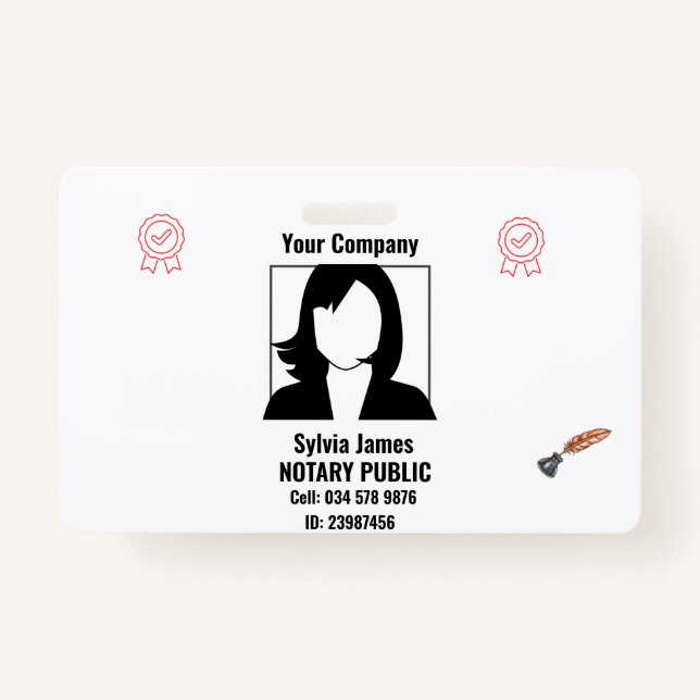 Crachá de ID de funcionário preto e branco persona (Frente)