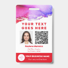 Crachá de ID de Funcionário QR Code Vermelho