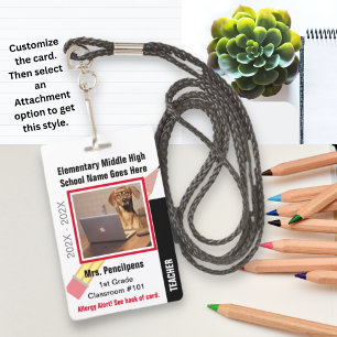 Crachá de ID de Funcionarios do Professor Escolar 