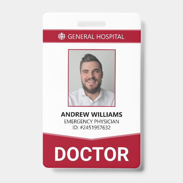 Crachá de ID de Funcionarios Médico do Hospital Mé (Frente)