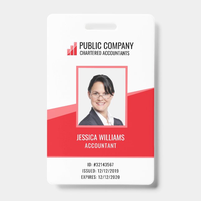 Crachá de ID de Funcionarios Pessoal Personalizado (Frente)