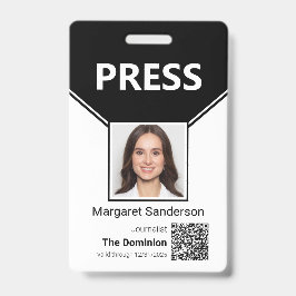 Crachá de ID de Imprensa com Foto e Código QR