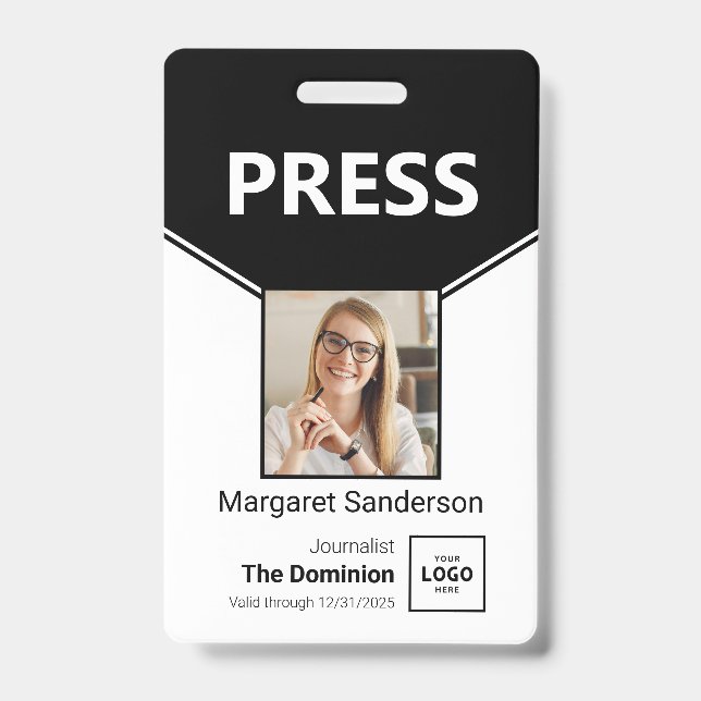 Crachá de ID de Imprensa Personalizado com Foto e  (Frente)