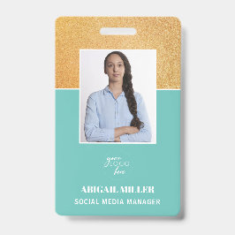 Crachá de ID de logotipo e nome de foto do funcion