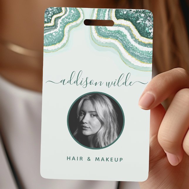 Crachá de ID de Luxo em Ágata Geodo Dourado Turque (Criador carregado)