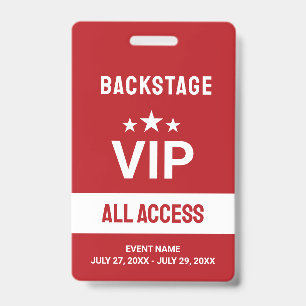 Crachá de ID de Passagem de Todos os Backstage do 