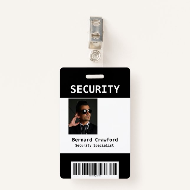Crachá de ID de pessoal de segurança personalizado (Frente com Clipe)