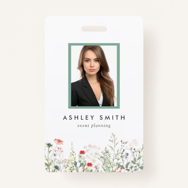 Crachá de ID de Prado de Flor Selvagem (Frente)